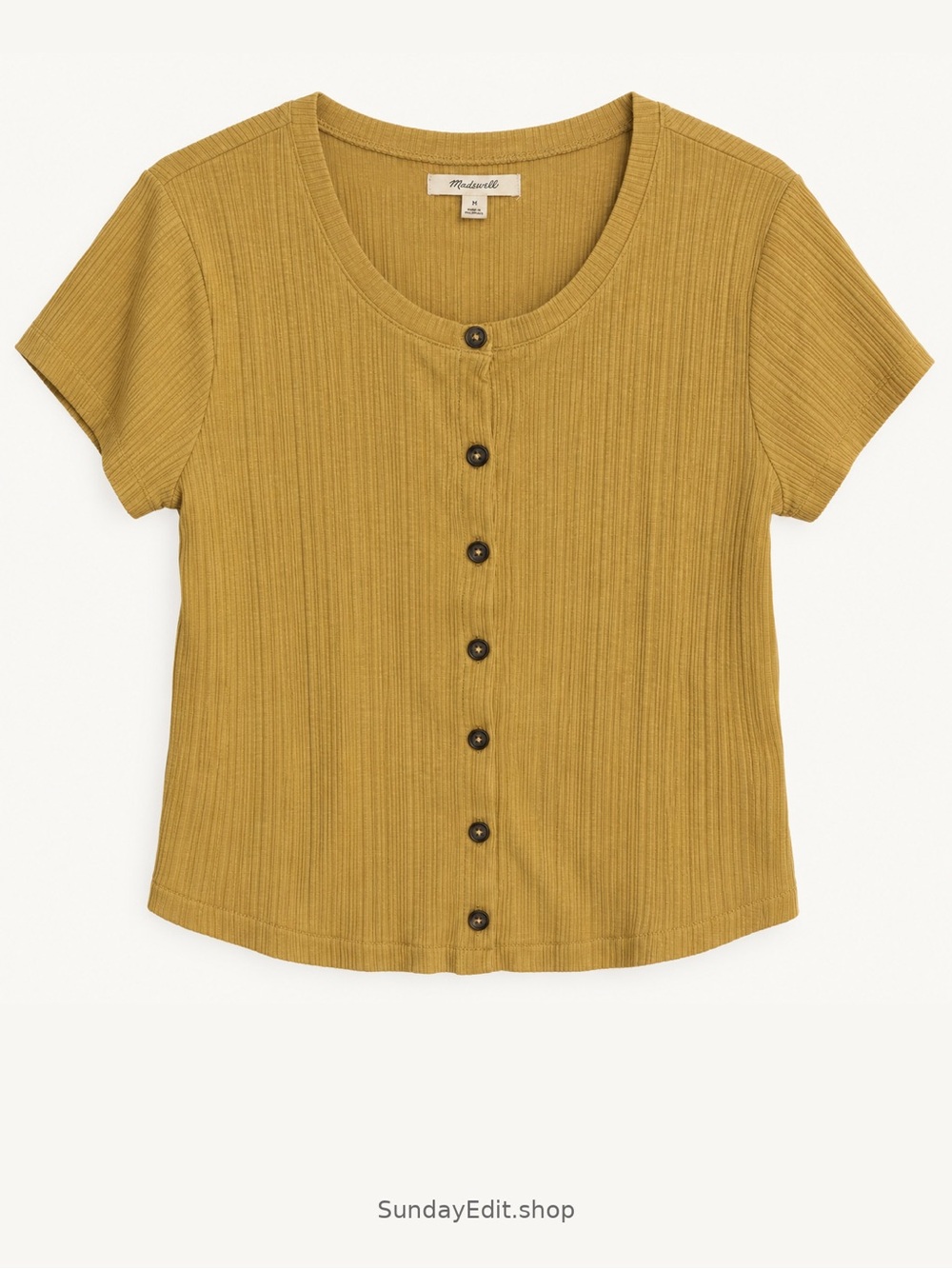 Madewell Kids Short-Sleeve Ribbed Button-Front Top in Mustard | Size M